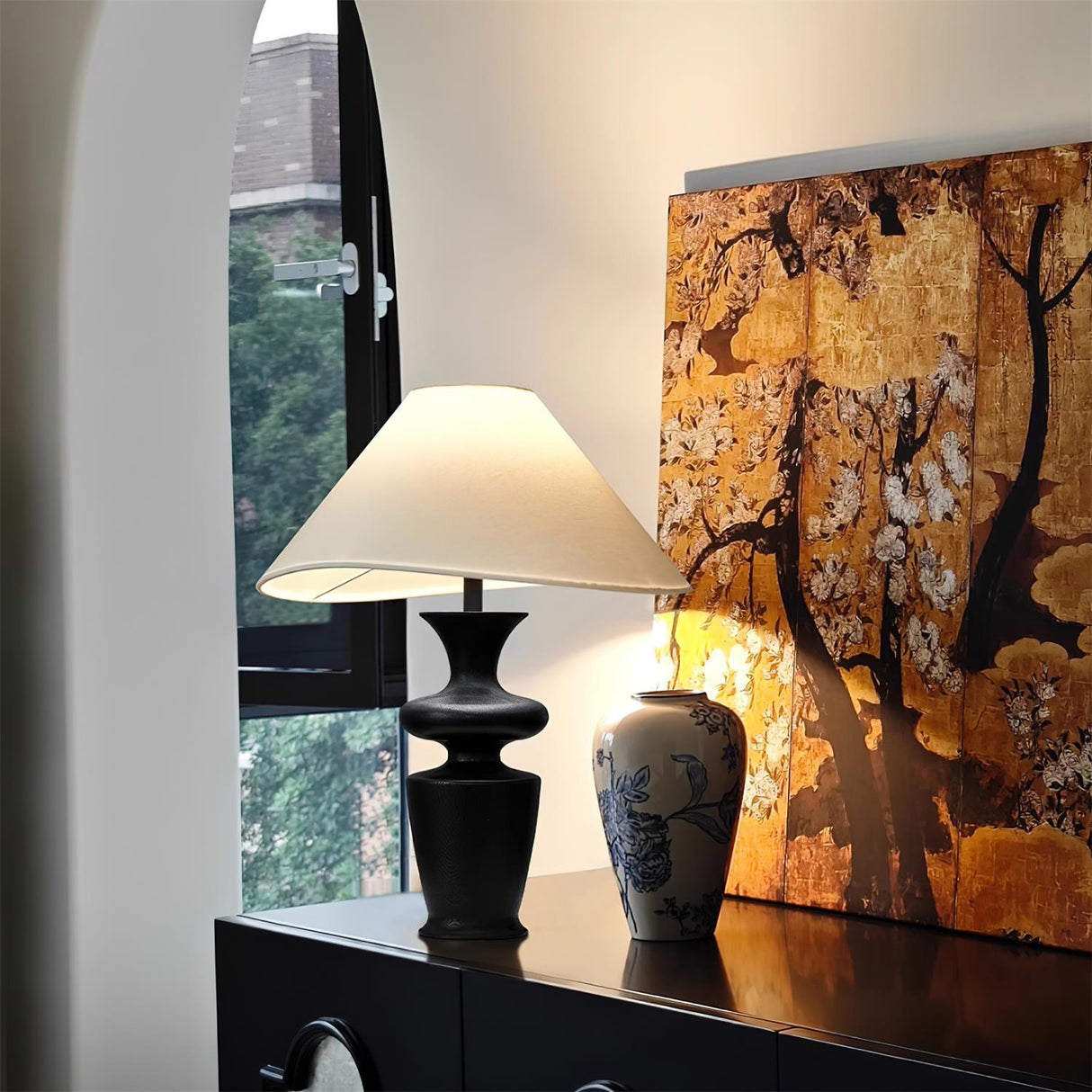 Modern Table Lamp Black Base White Shade Design - Product detail 13