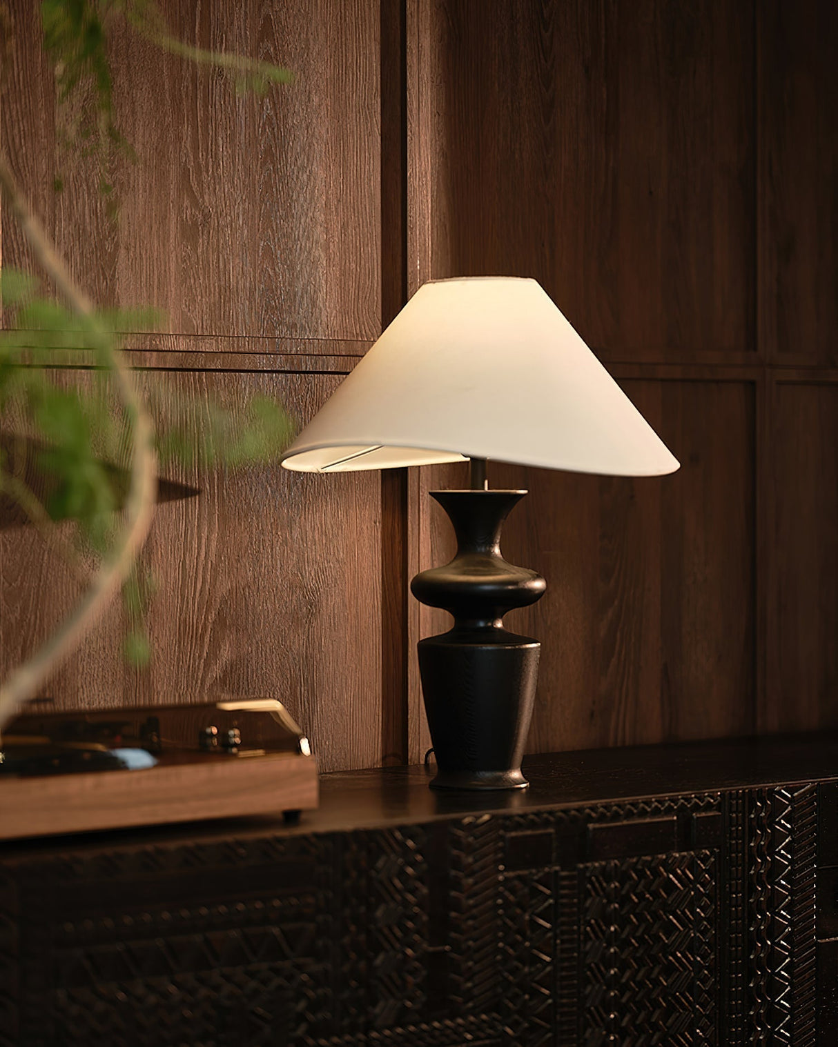 Modern Table Lamp Black Base White Shade Design - Product detail 14
