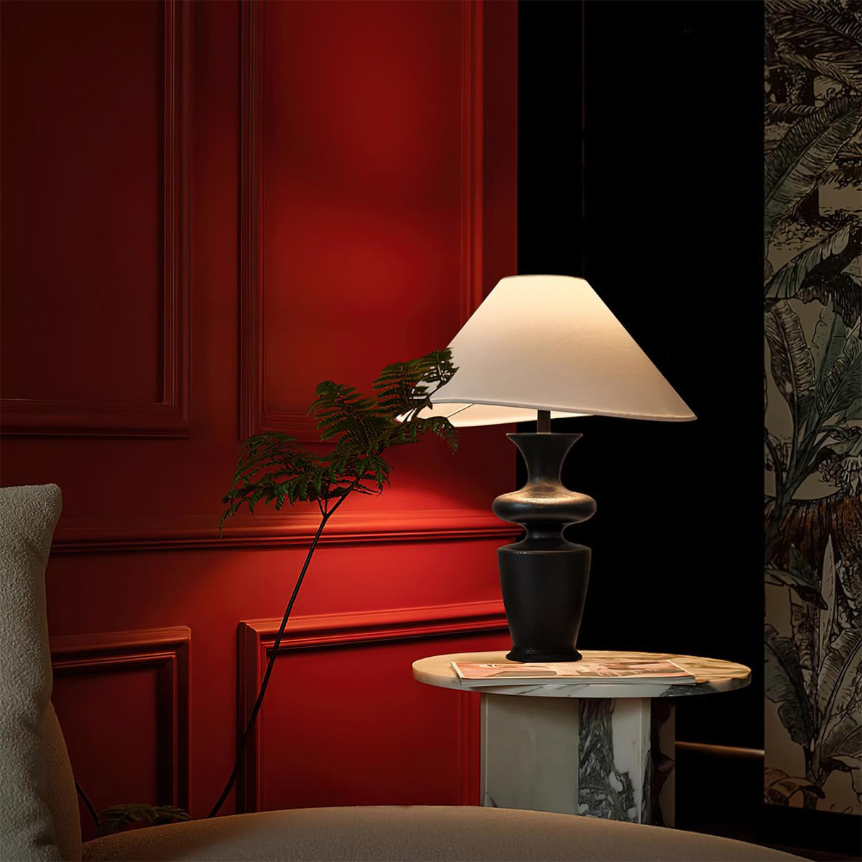 Modern Table Lamp Black Base White Shade Design - Product detail 16