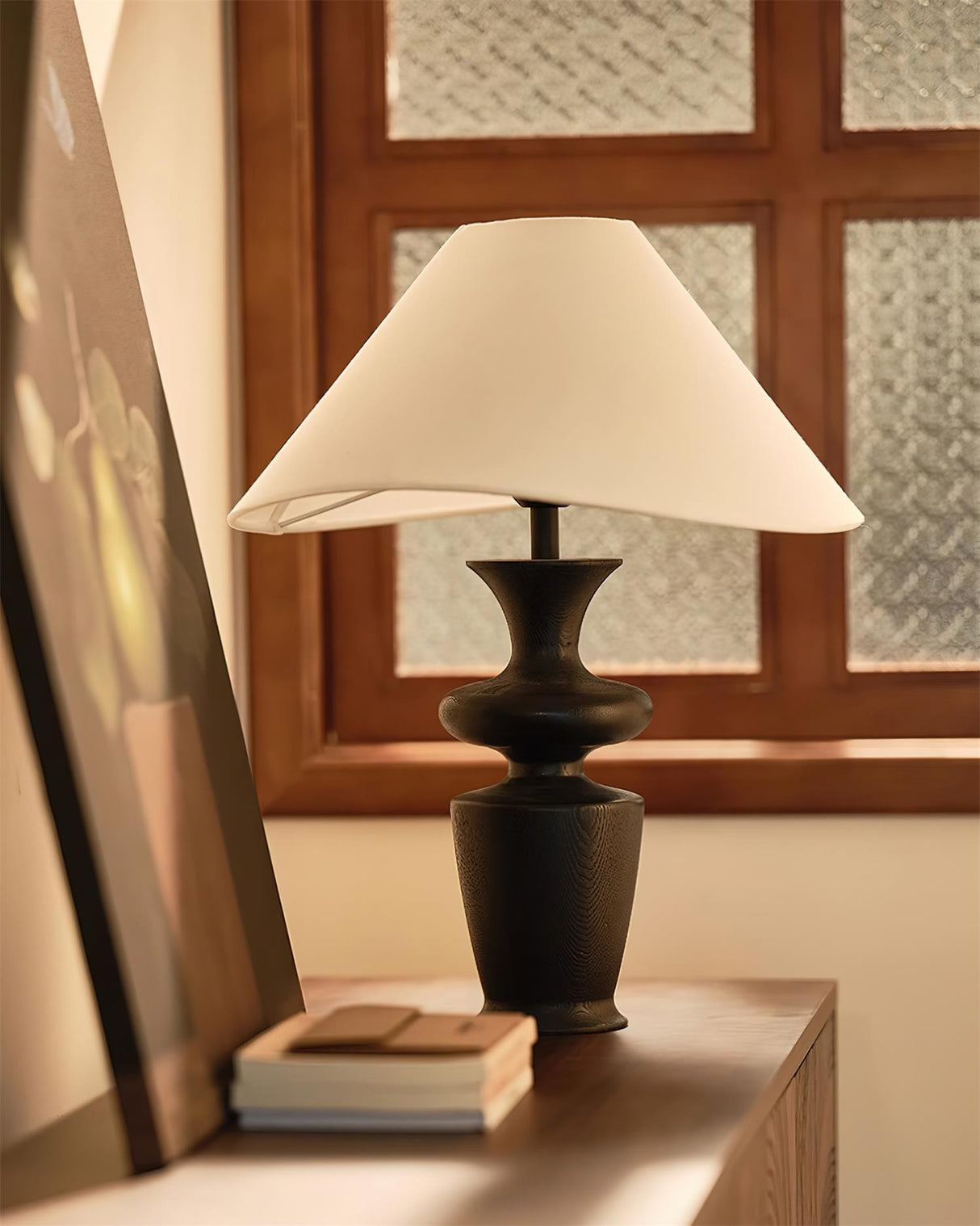 Modern Table Lamp Black Base White Shade Design - Product detail 5