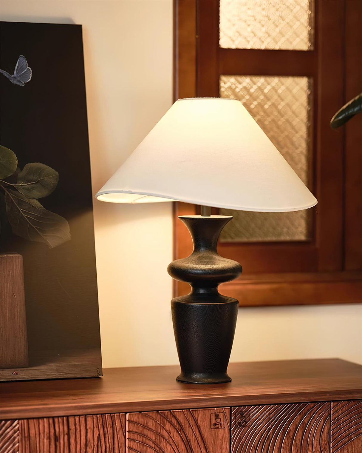 Modern Table Lamp Black Base White Shade Design - Product detail 4