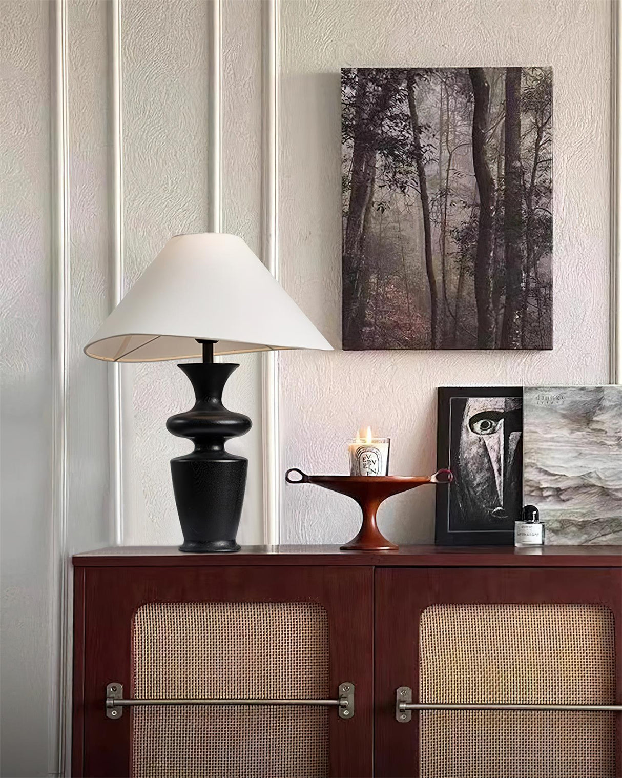 Modern Table Lamp Black Base White Shade Design - Product detail 11