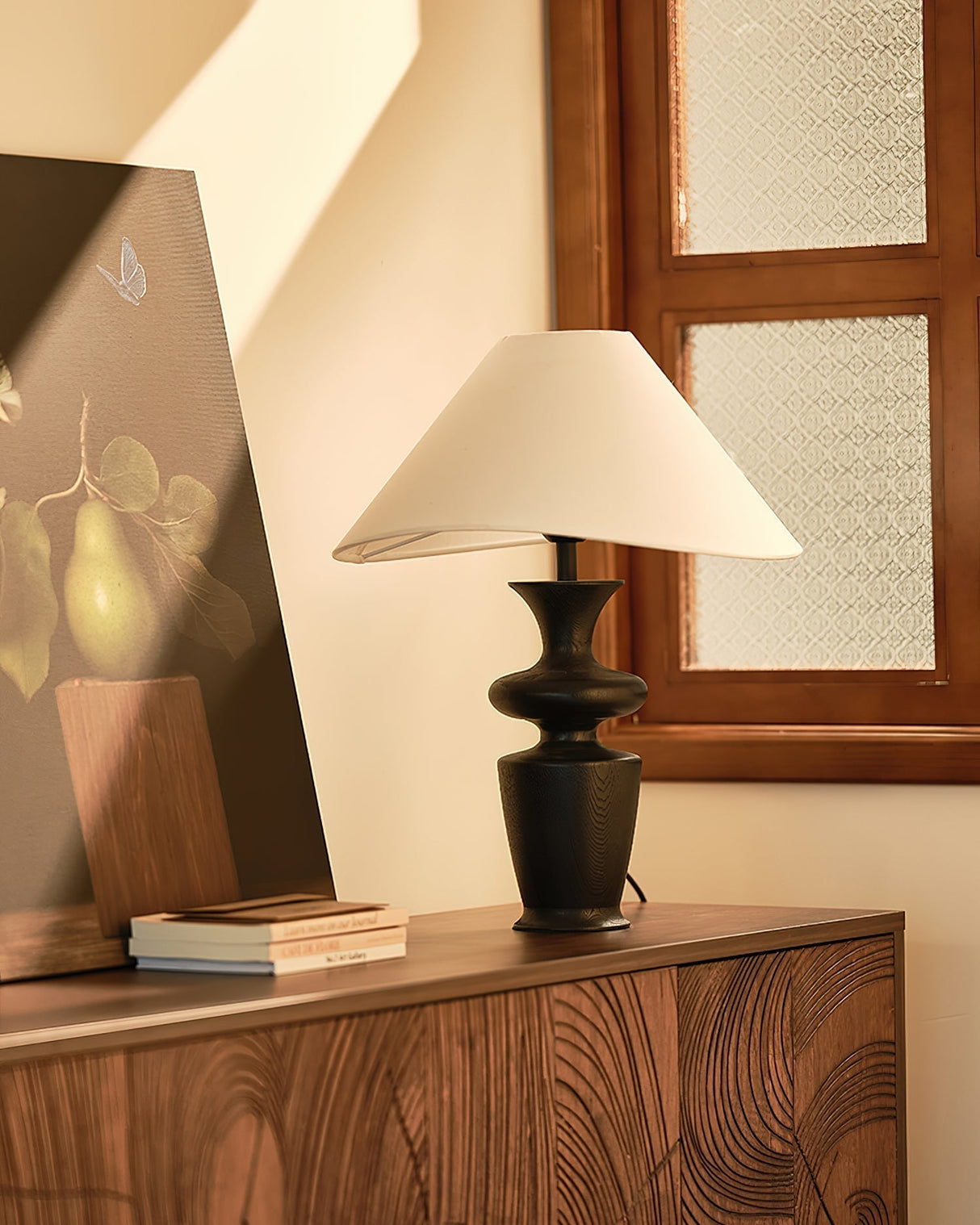 Modern Table Lamp Black Base White Shade Design - Product example