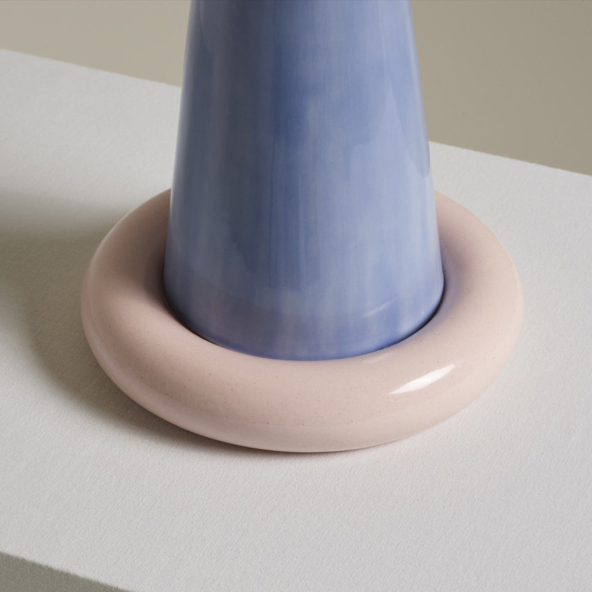 Ceramic Table Lamp Ribbon Trim Fabric Shade - Product example