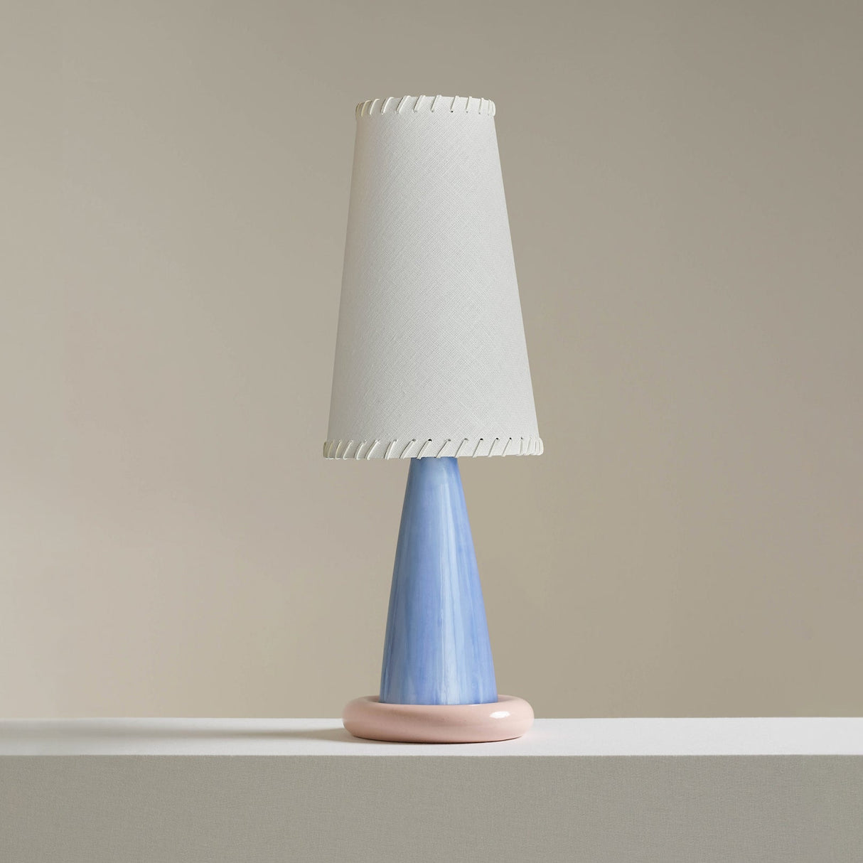 Ceramic Table Lamp Ribbon Trim Fabric Shade - Product detail 6