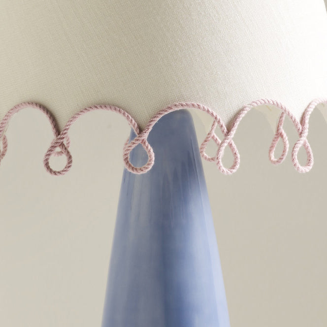 Ceramic Table Lamp Ribbon Trim Fabric Shade - Product detail 5