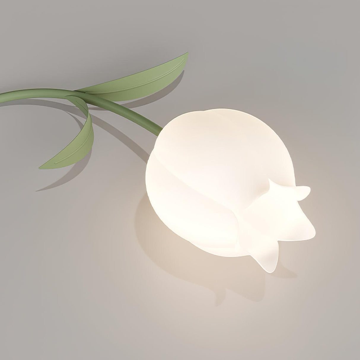 Floral Ceiling Light White Tulip Glass Shades With Green Metal Base - Product detail 27