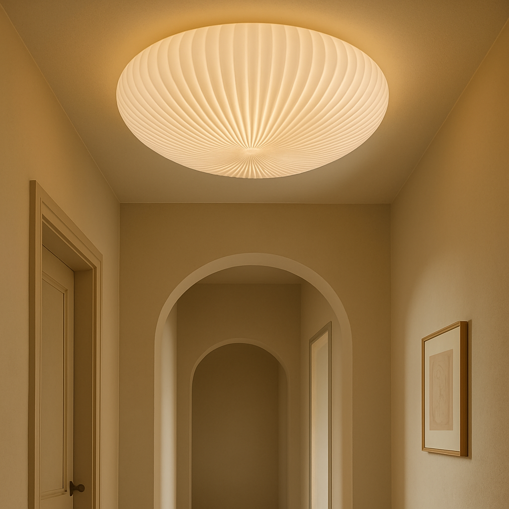 Pleated Ceiling Light Modern Ribbed Design with Warm LED - Product showcase