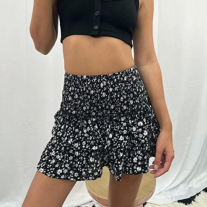 Bohemian Mini Skirt Pink Paisley Pattern With Built-In Shorts - Product detail 10