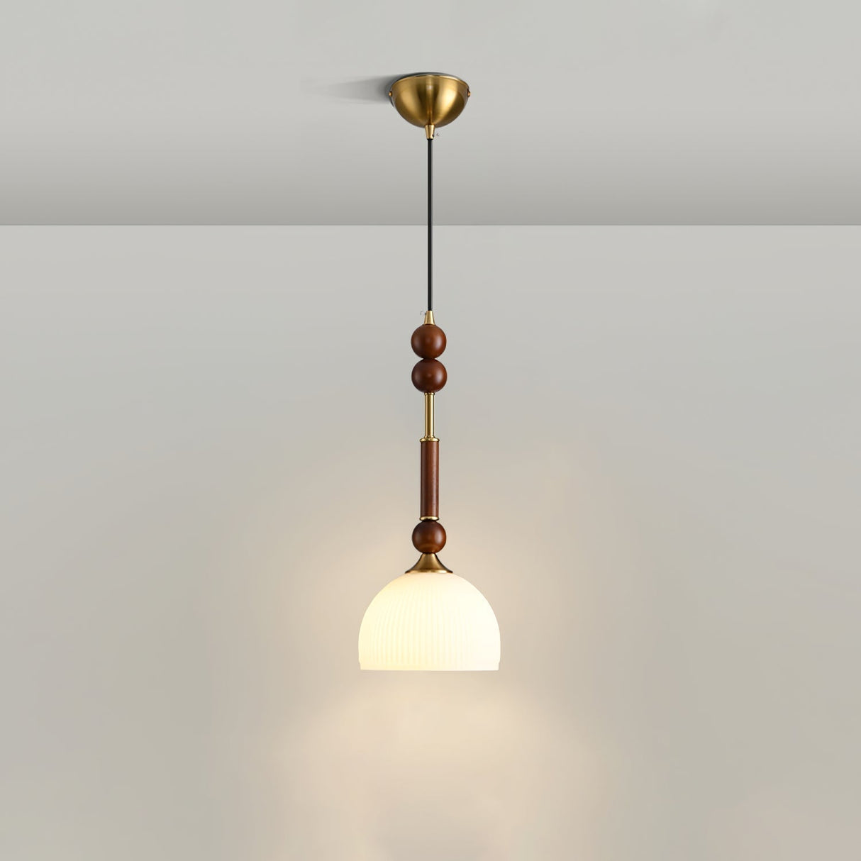 Italian Pendant Light Wood and Glass Dome Design - Product detail 21