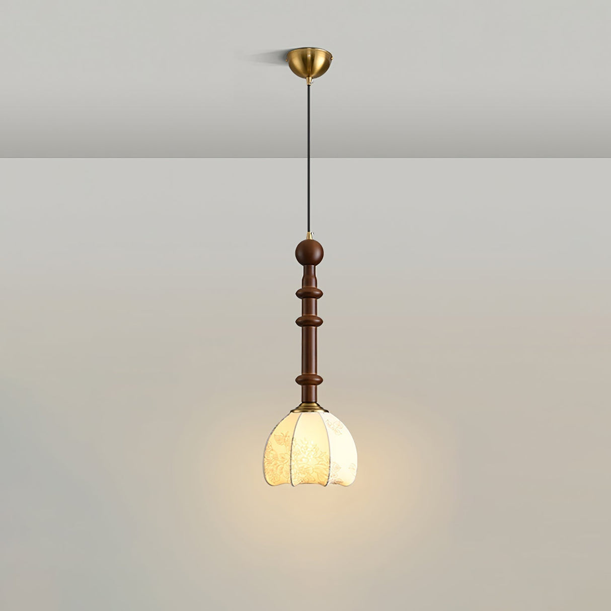 Italian Pendant Light Wood and Glass Dome Design - Product detail 35