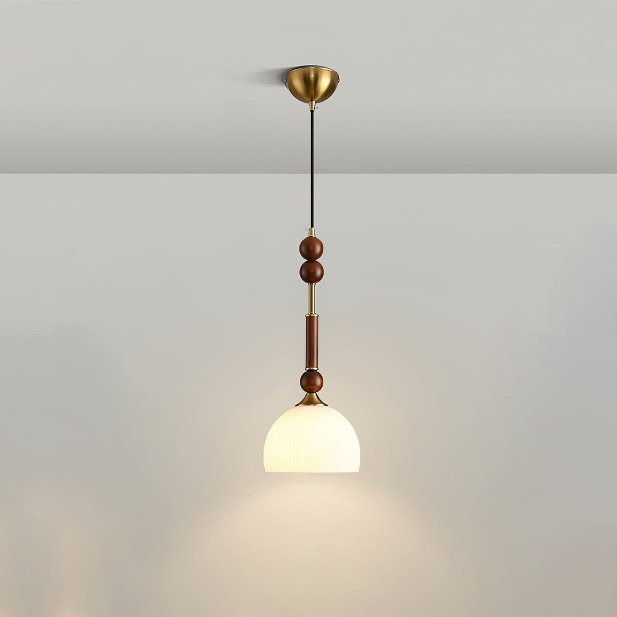 Italian Pendant Light Wood and Glass Dome Design - Product detail 19