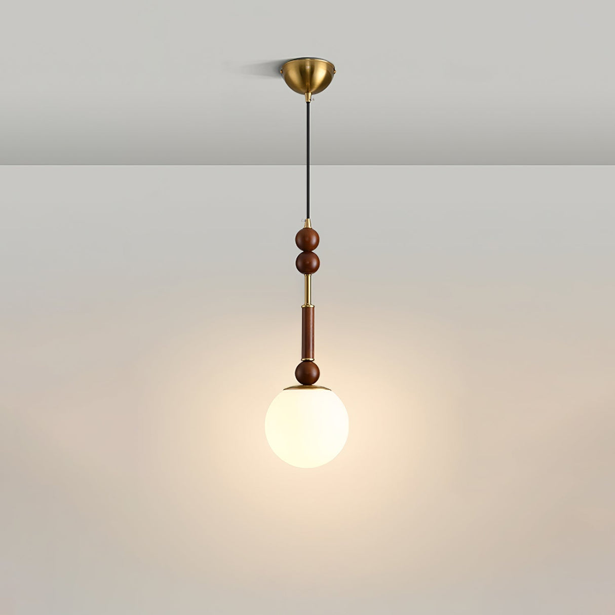 Italian Pendant Light Wood and Glass Dome Design - Product detail 15