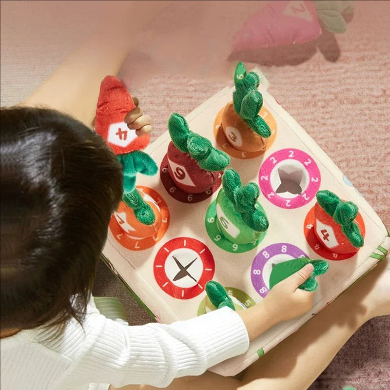 Montessori Carrot Plush Toy Interactive Pull Root Sensory Learning Set - Detailed view