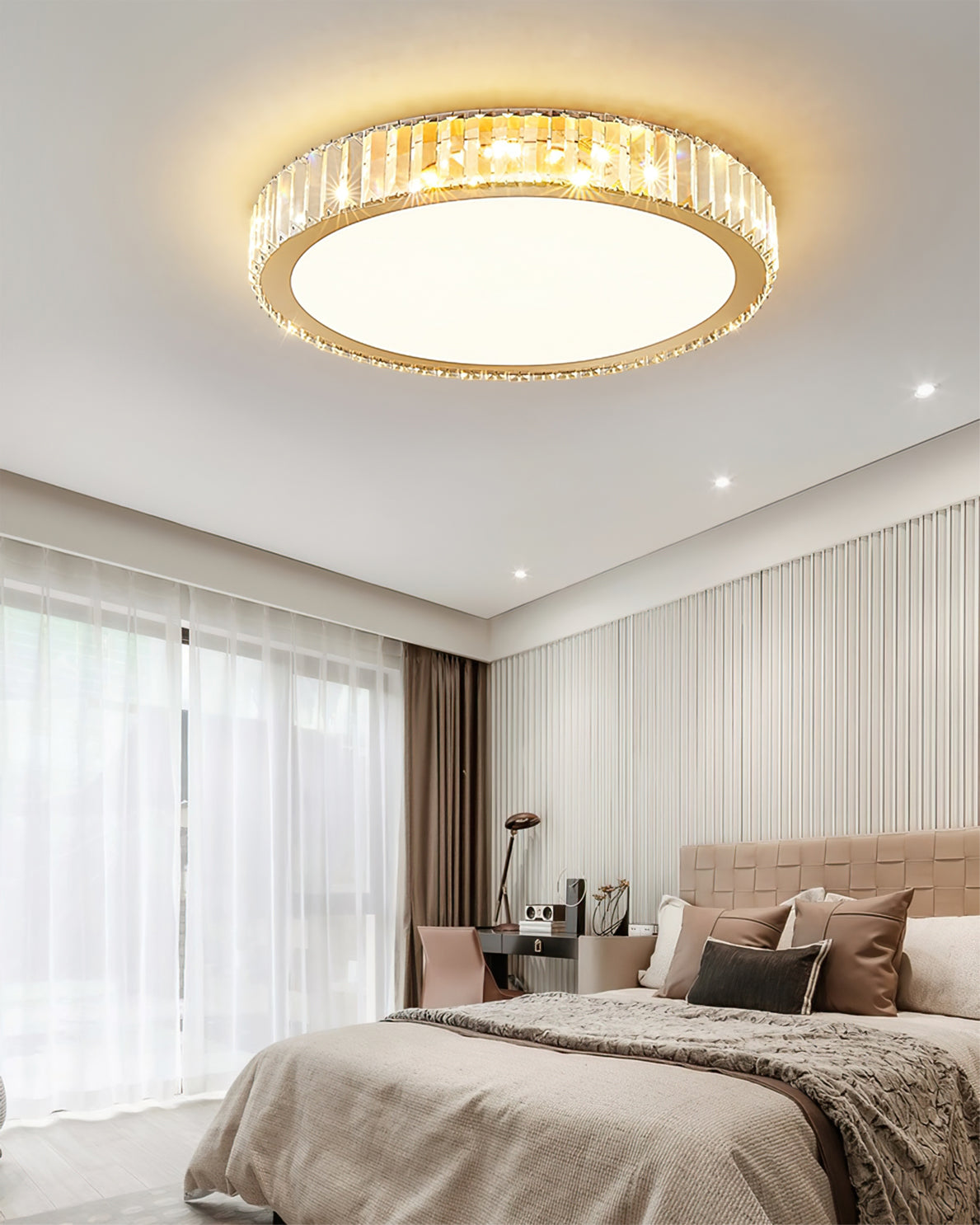 Crystal Ceiling Light Round LED Chandelier with Gold Finish - Product detail 7