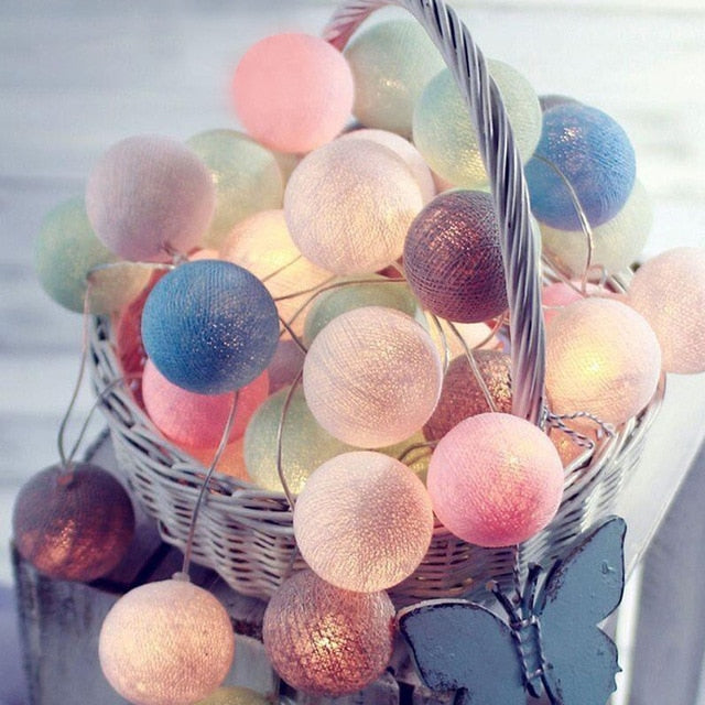 Cotton Ball String Lights Colorful LED Garland - Product detail 11