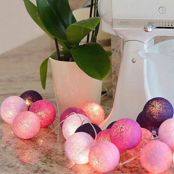 Cotton Ball String Lights Colorful LED Garland - Product detail 9