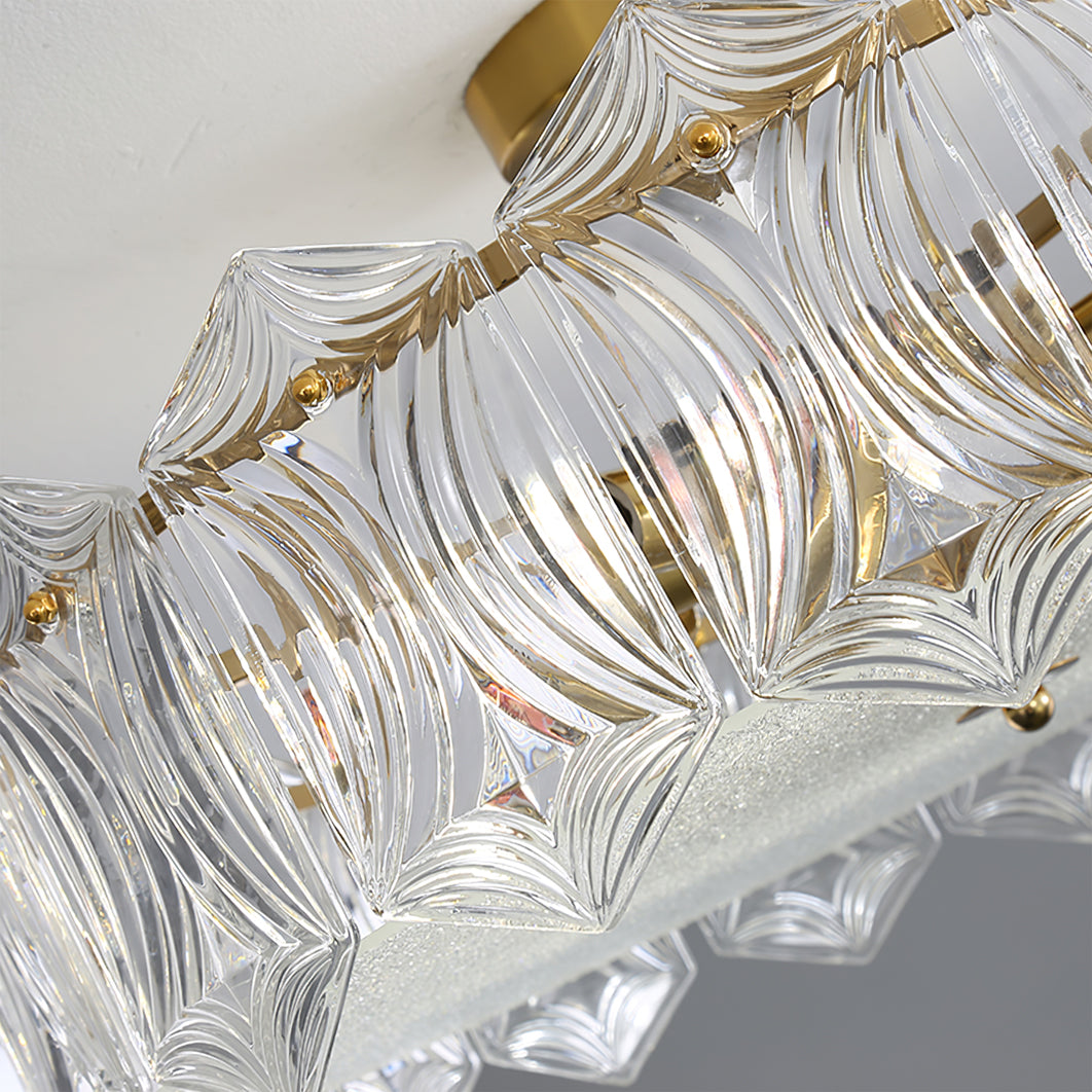 Art Deco Ceiling Light Textured Glass Crown Design - Product detail 14