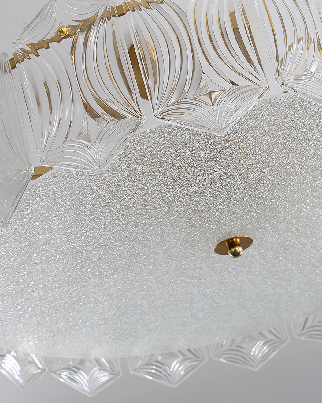 Art Deco Ceiling Light Textured Glass Crown Design - Product detail 10