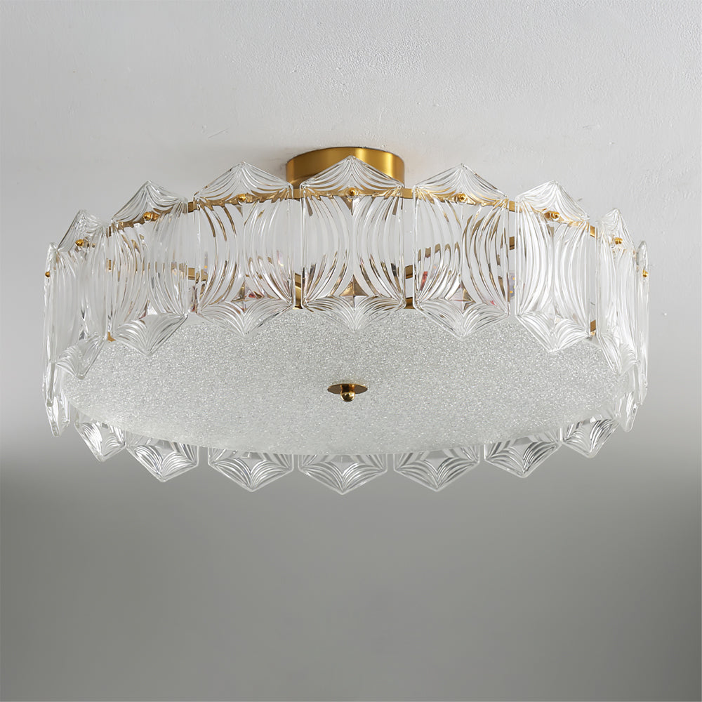 Art Deco Ceiling Light Textured Glass Crown Design - Product detail 15