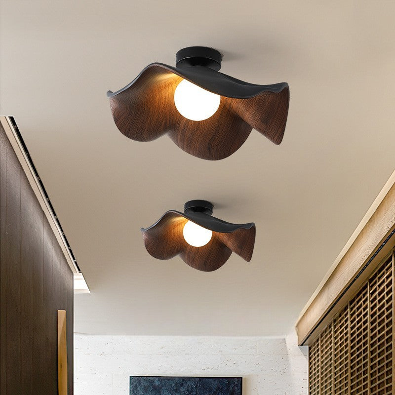 Modern Flower Ceiling Light Wood Grain Petal Design - Product detail 4
