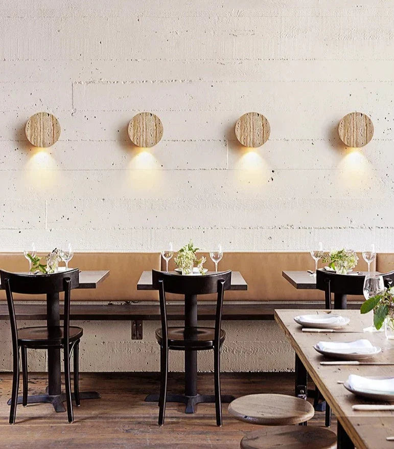 Modern Travertine Wall Light Natural Stone Round Sconce - Product detail 8