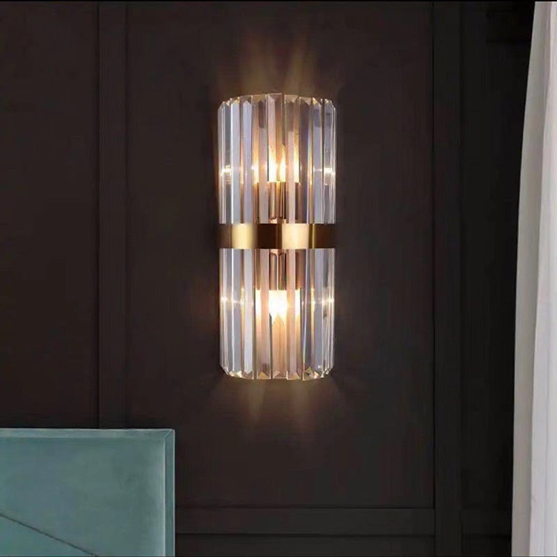 Crystal Wall Sconce Gold Band Prism Design - Product example