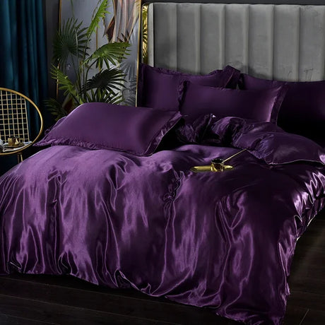 Luxury Satin Bedding Set  Silky Smooth Duvet Cover  Pillowcases - Product detail 7