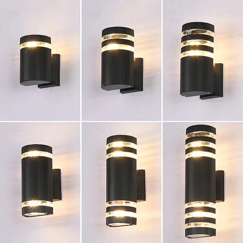 Modern LED Wall Light  Black Cylinder Outdoor Lamp - Detailed view