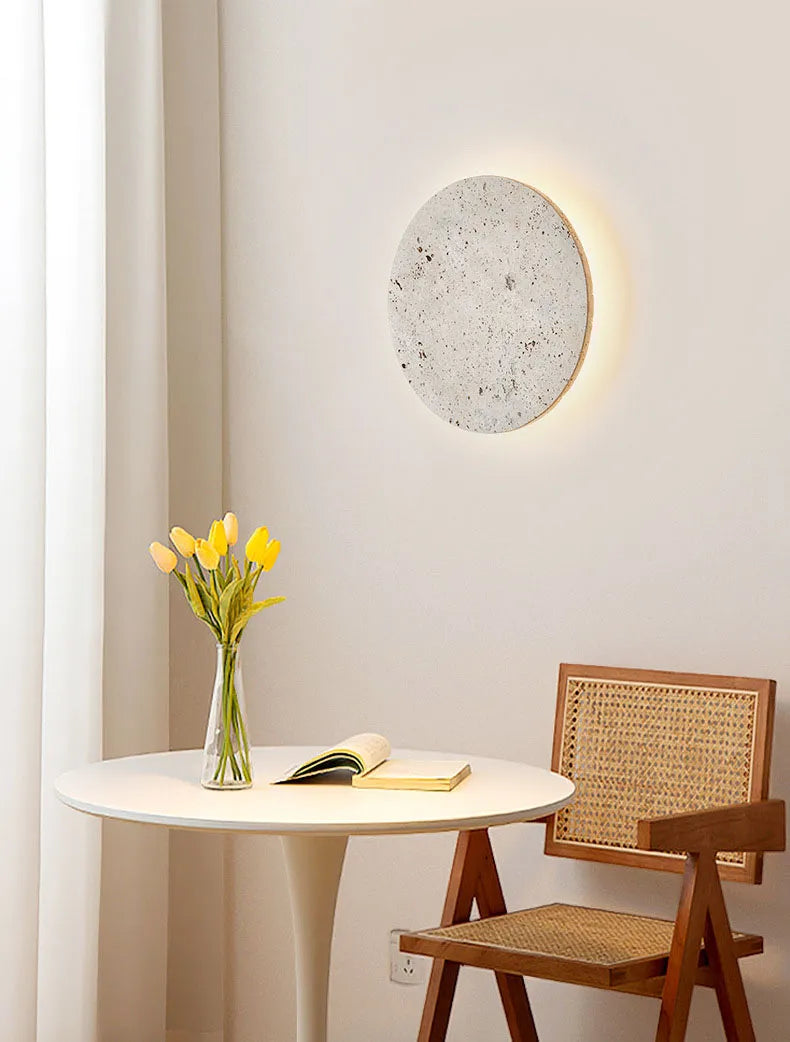 Round Travertine Wall Light Natural Stone LED Sconce - Product detail 10