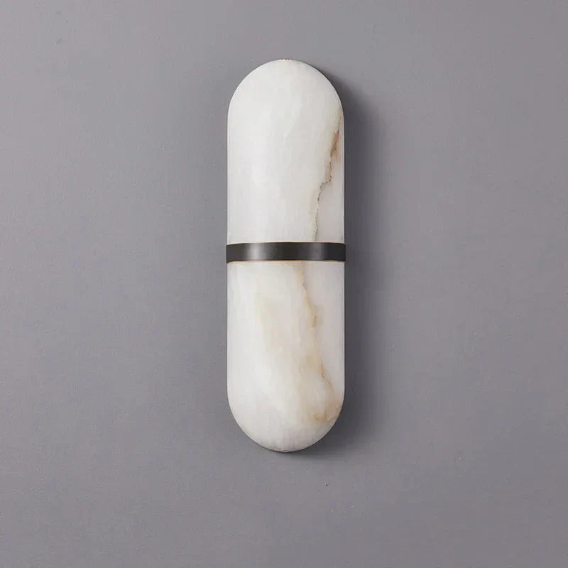 Marble Wall Lamp Oval Capsule Design With Gold Accent - Product detail 6