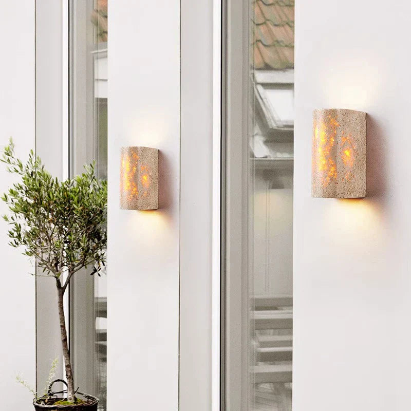 Modern Stone Wall Lamp Natural Textured Surface - Product example