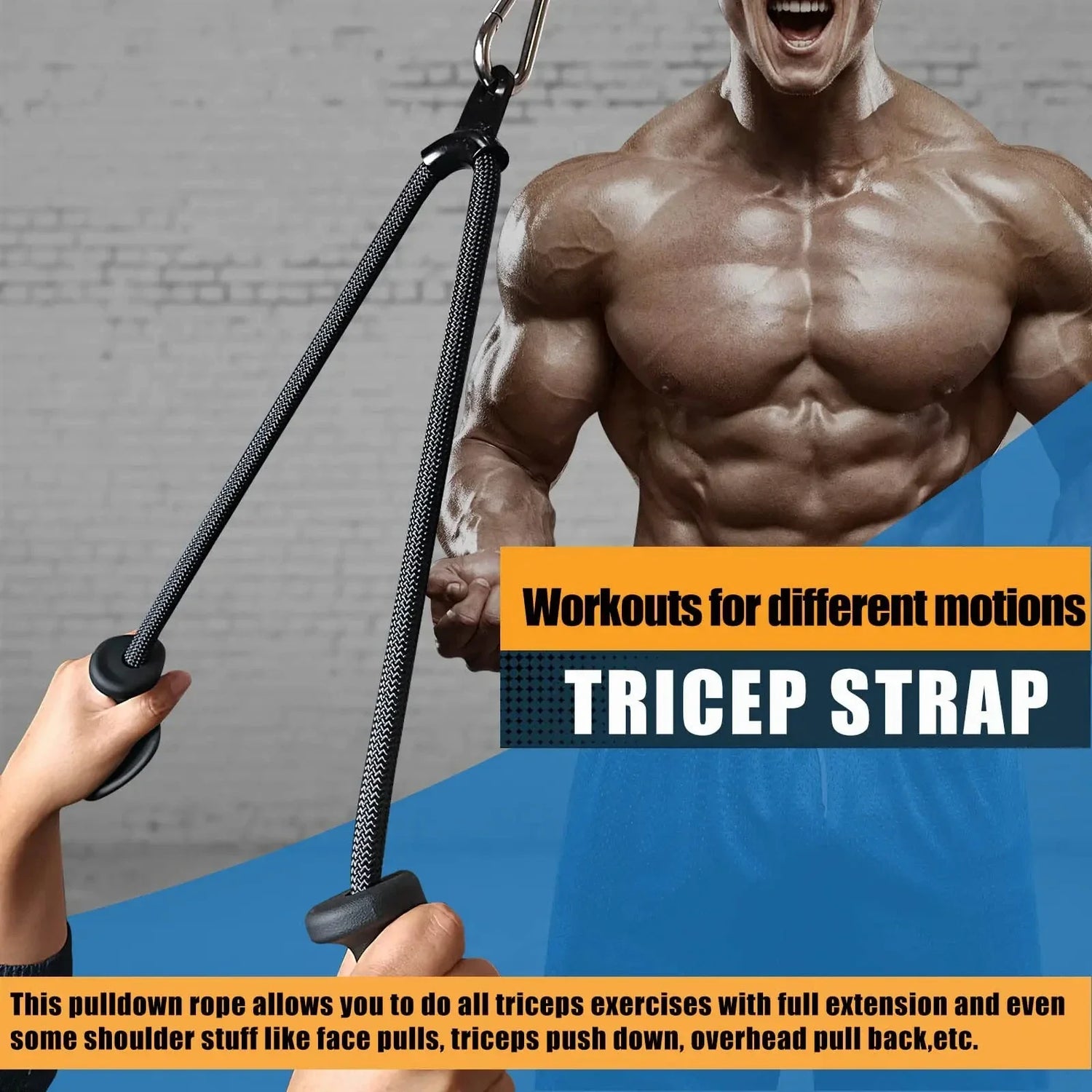 Professional Triceps Rope  Ergonomic 120cm Cable Attachment - Product detail 12