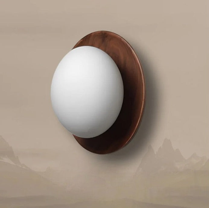 Modern Wall Light Walnut Wood Base with Glass Globe - Product detail 6