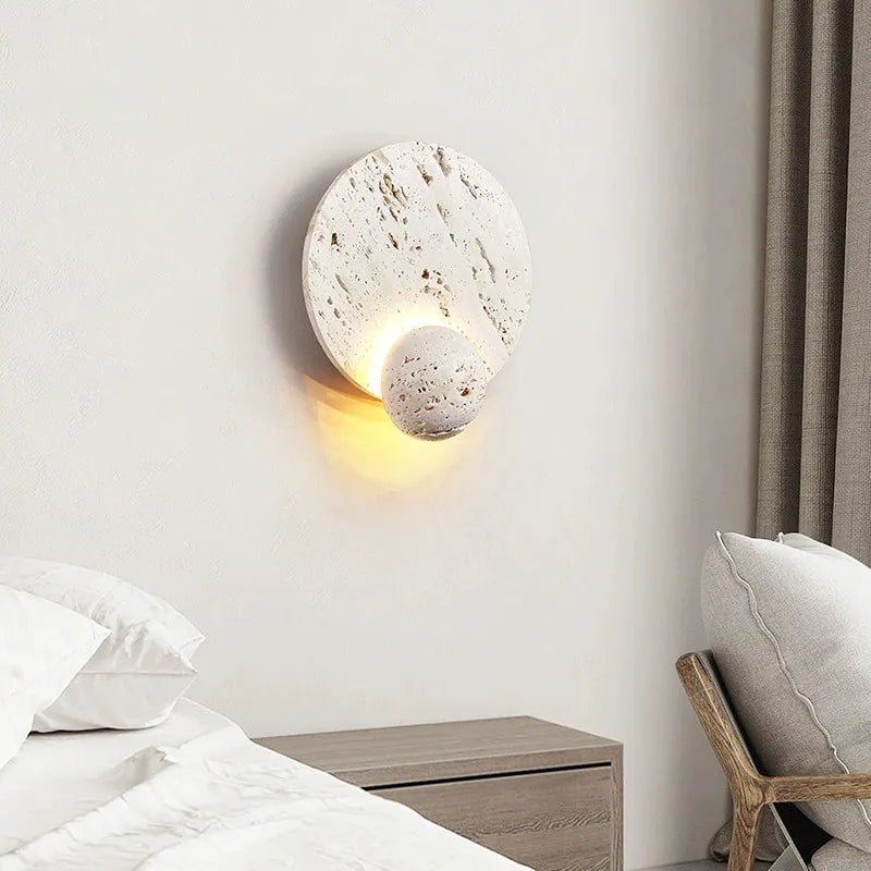 Stone Wall Light Natural Textured Round Design - Product example