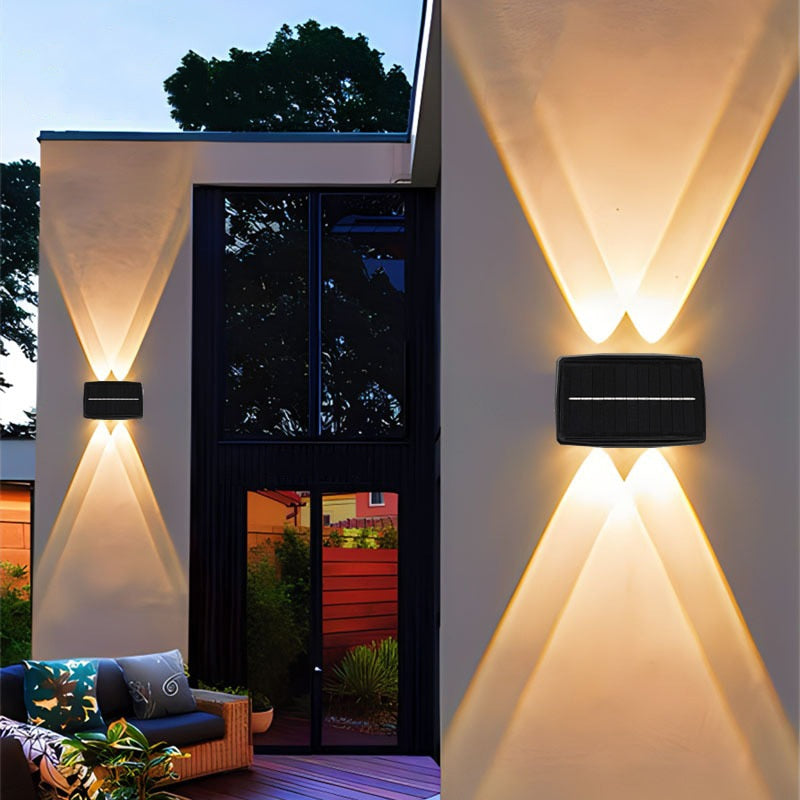 Modern Outdoor Wall Light Solar LED X-Beam Sconce - Product showcase