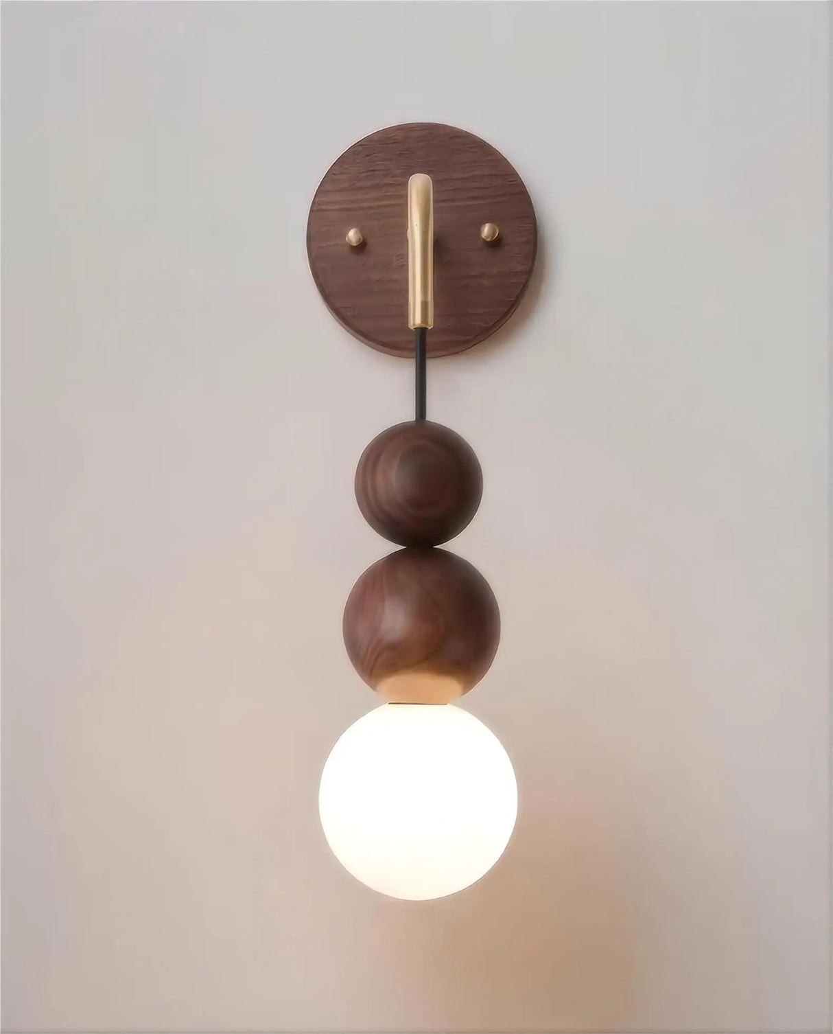 Modern Wall Lamp Walnut Wood Sphere Design - Product detail 9