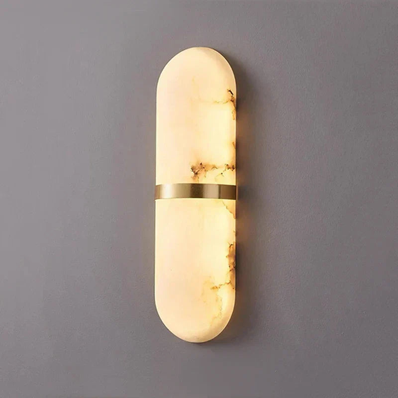 Marble Wall Lamp Oval Capsule Design With Gold Accent - Product detail 7