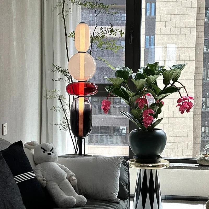 Modern Floor Lamp  Stacked Glass Spheres Design - Product example