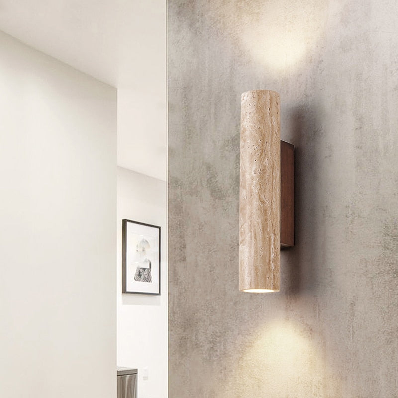 Modern Wall Sconce Natural Marble Cylinder Design - Product example
