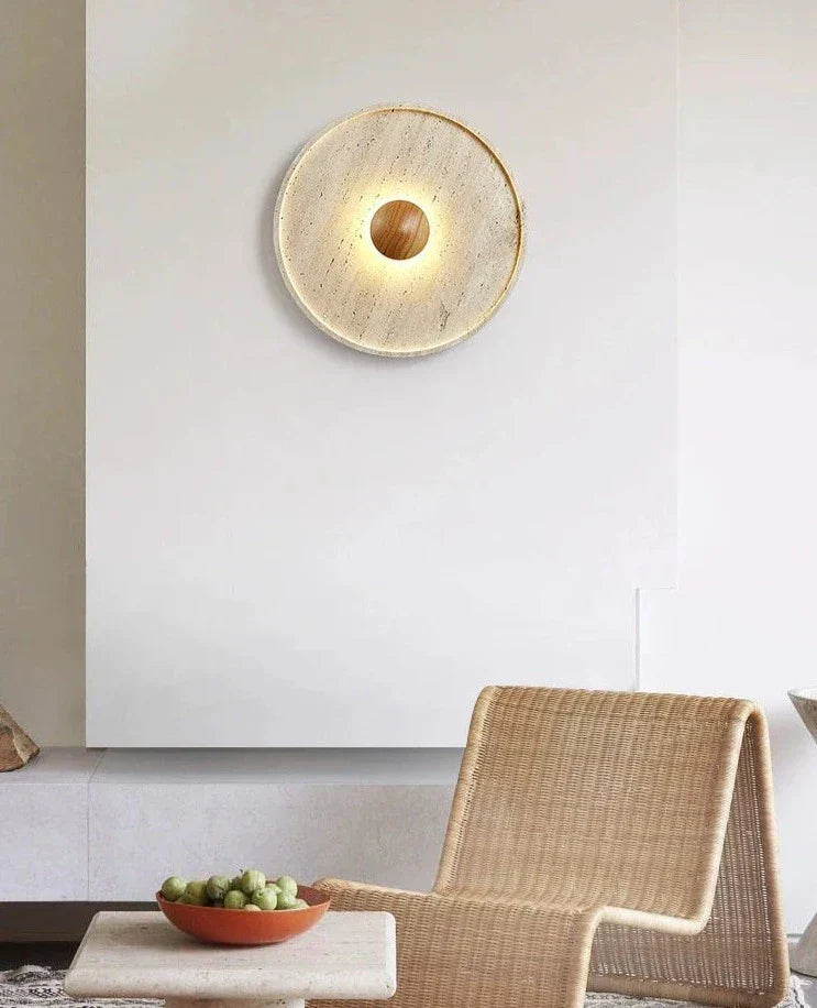 Minimalist Stone Wall Light Natural Travertine LED Sconce - Product example