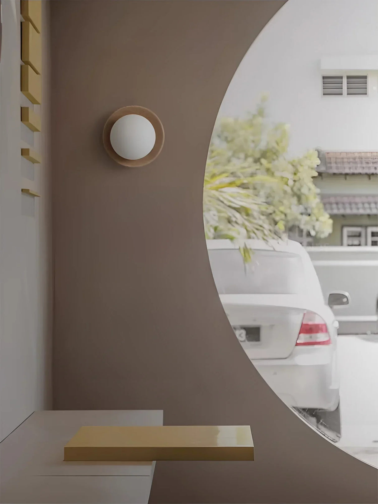 Modern Wall Light Walnut Wood Base with Glass Globe - Product detail 10