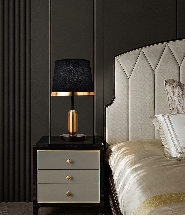 Modern Table Lamp Black Shade Gold Trim Design - Product example