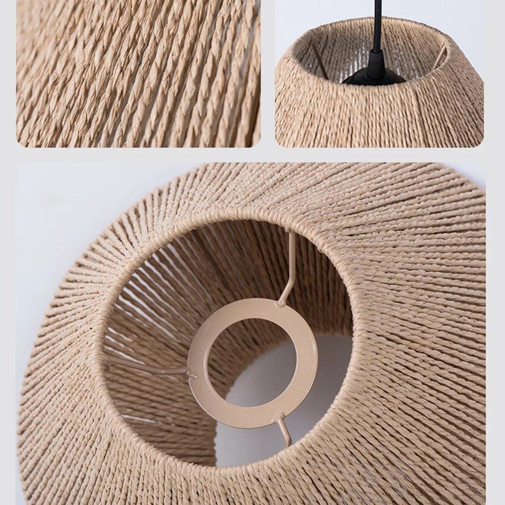 Geometric Wooden Ceiling Light Natural Jute Rope Design - Product detail 5