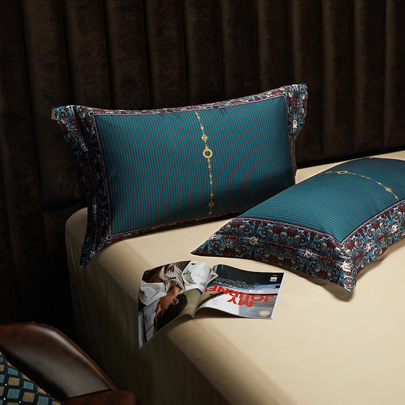 Luxury Egyptian Cotton Bedding  Teal Baroque Pattern Design - Product detail 5