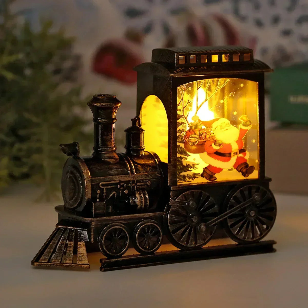 Vintage Train Night Light Decorative LED Holiday Lantern - Detailed view