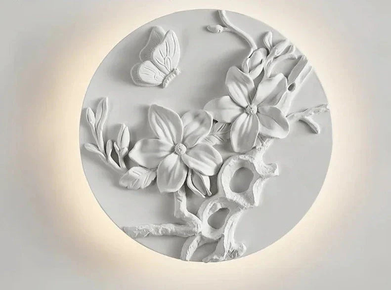Vintage Wall Lamp French Round Floral Relief Design - Product detail 12