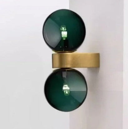 Modern Glass Wall Lamp Dual Sphere Design with Brass Accent - Product detail 7