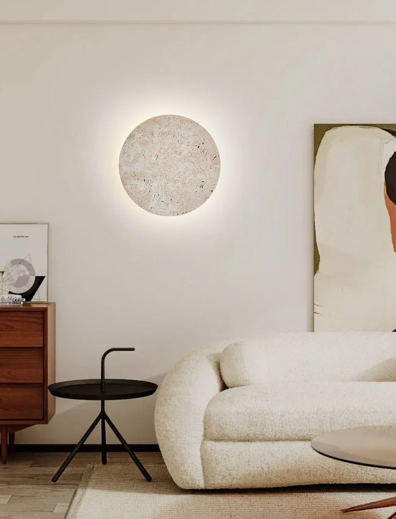 Round Travertine Wall Light Natural Stone LED Sconce - Product detail 8