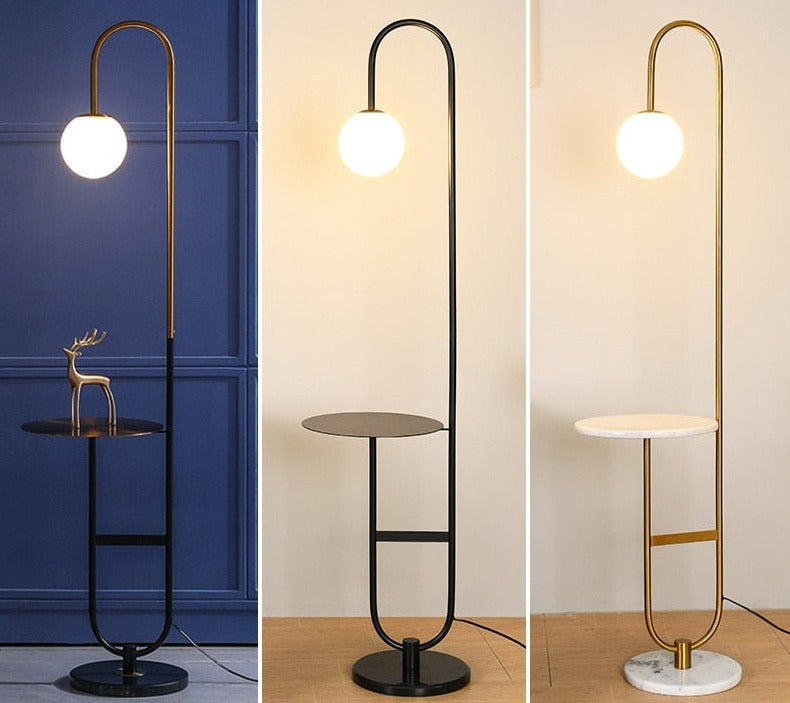 Modern Floor Lamp with Table  Brass and Marble Design - Product detail 5